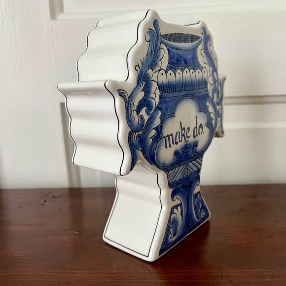 Retired Molly Hatch for Anthropologie “Make Do” Vase Urn Blue and White - Picture 2 of 6